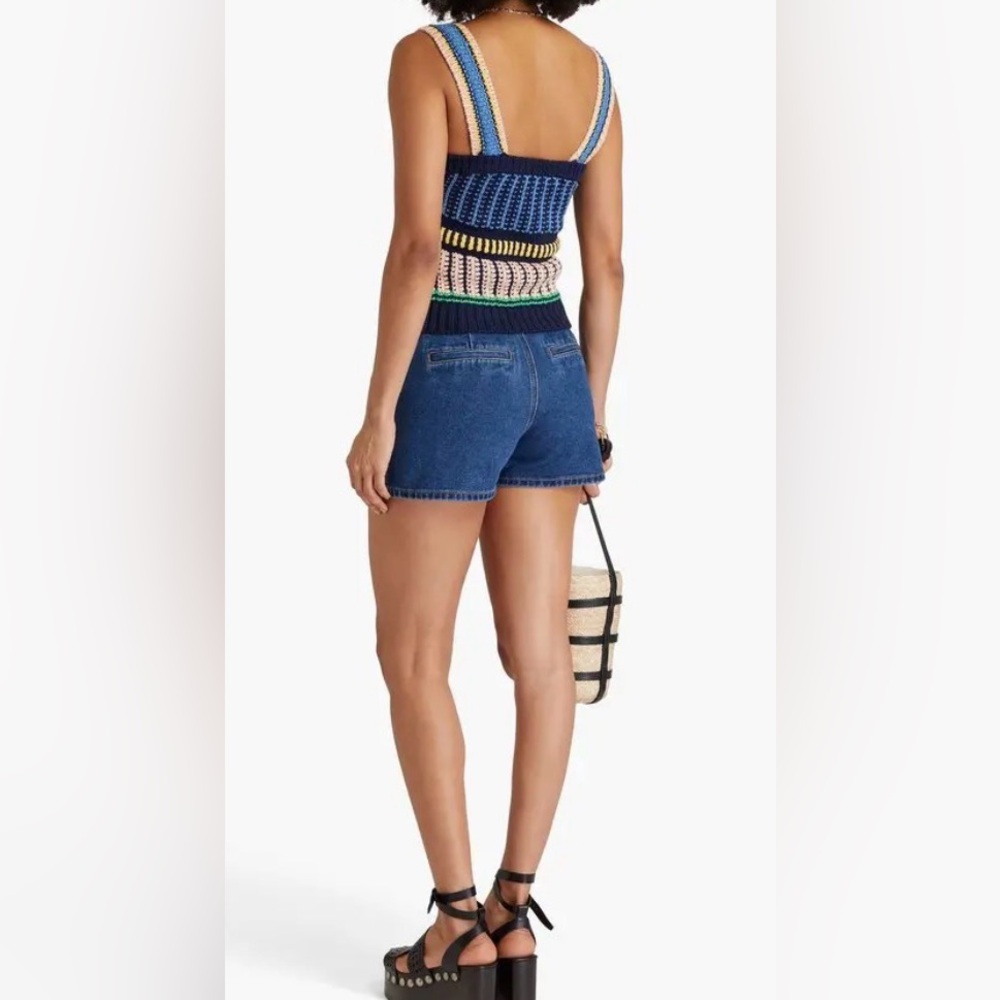Veronica Beared Jacquard Knit Striped Knit Top - Picture 2 of 14